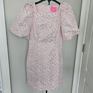 LILLY PULITZER Taffia Shift Dress SHEATH Calla Lilly Pink Leopard Jacquard 0